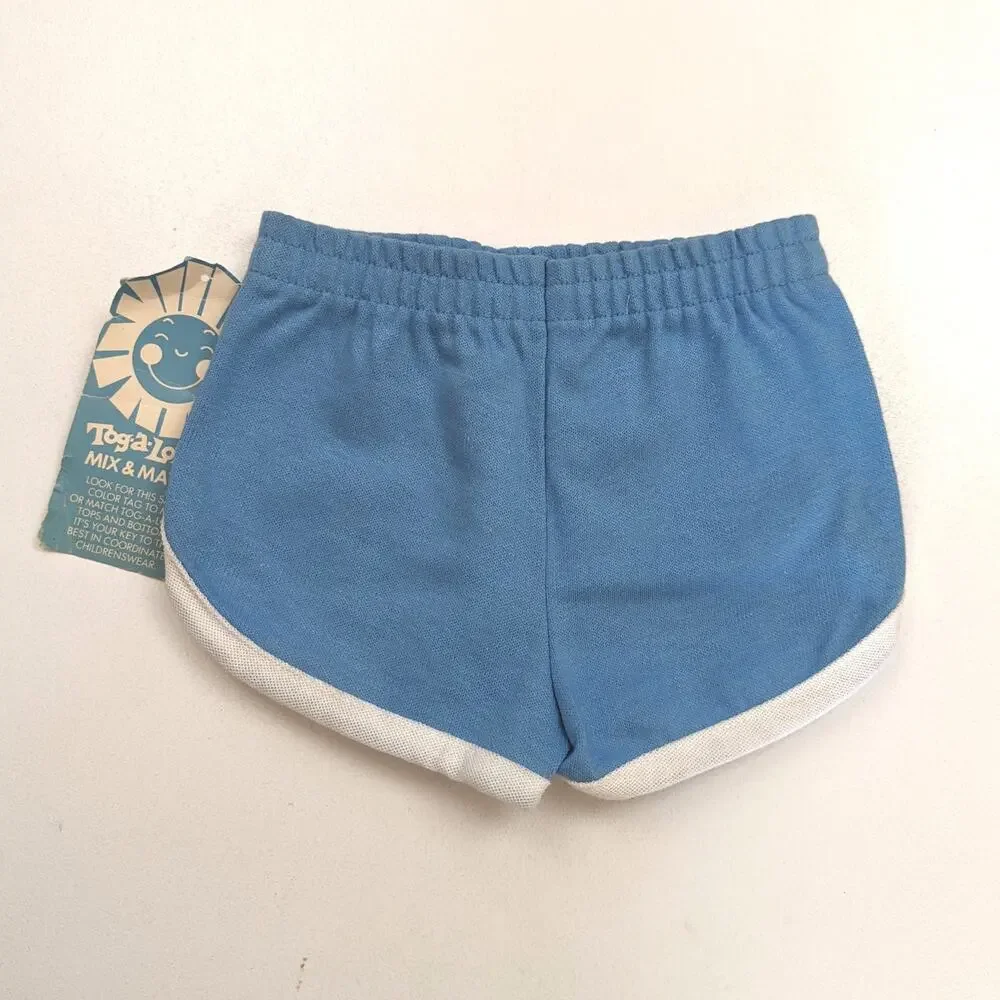 Vintage Tog-a-longs Shorts Children's Sz 2T Blue Track Shorts 80s